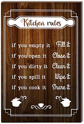 Jetec Kitchen Guidelines Signal Humorous Kitchen Guidelines Wall Decor Rustic Wooden Kitchen Signal Farmhouse Kitchen Wooden Wall Artwork Decor Wooden Plaque Hanging Signal for House Housewarming Kitchen Decor, 12 x 8 Inch