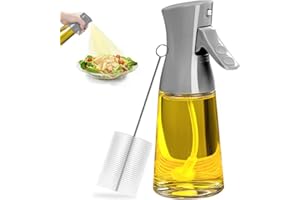 Milukon Oil Sprayer for Cooking, 180ml Glass Olive Oil Sprayer Bottle with Brush, Thick Glass, Large Range, Strong Spray Force, Kitchen Gadgets Accessories for Air Fryer (Grey)