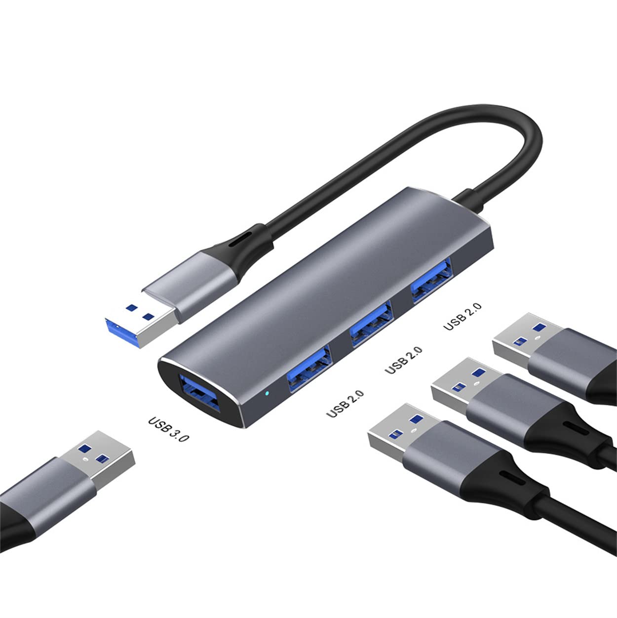NAERSI® USB Hub,Ultra-Slim USB 3.0 Hub Usb 4 Ports Compatible for MacBook, Mac Pro, Mac Mini, iMac, Surface Pro, XPS, PC, Flash Drive, Mobile HDD