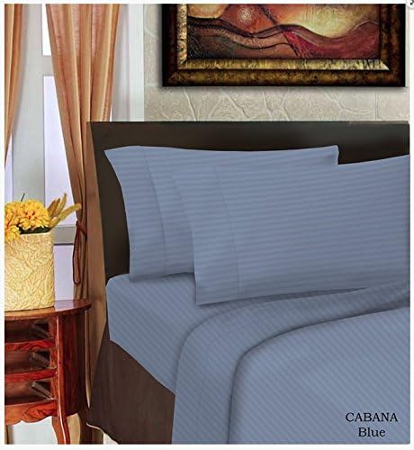 Egyptian Heaven Supreme Collection 4pc Embossed Striped Bed Sheet Set (King, Iron Blue)