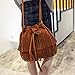 FXTXYMX Fringe Purse Vintage Suede Tassel Shoulder Bucket Bag Crossbody Bag Handbag for Woman and Teen Girls (Orange Brown)