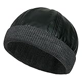 ililily Faux Leather Solid Color Skully Beanie