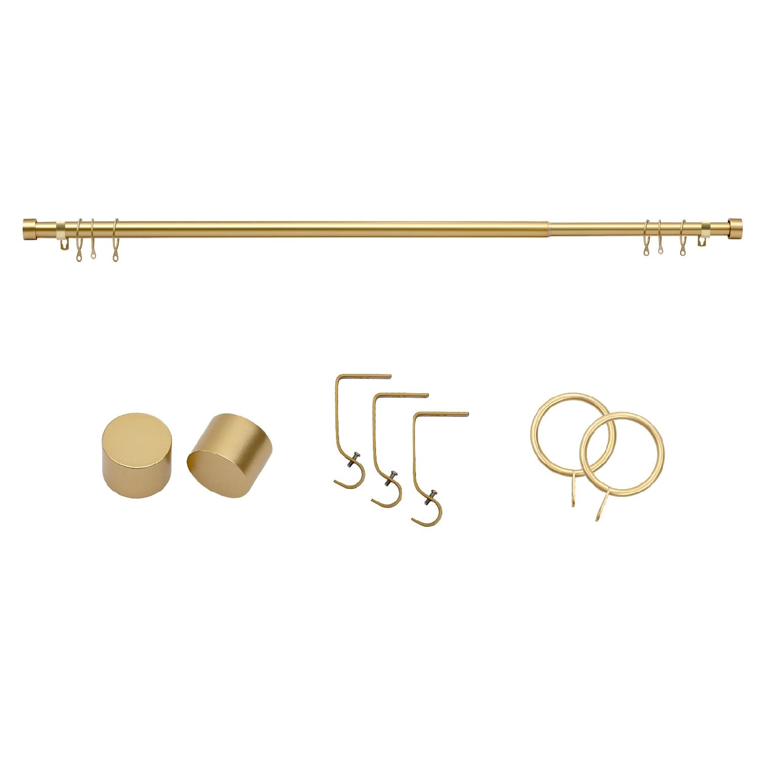 Curtain poles Extendable curtain pole 120cm to 300cm Cap finials Gold colour 48" to 120" Adjustable curtain rail Includes rods, finials, brackets& hardware kits