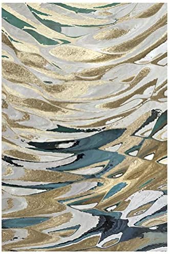 Beautiful Trendy Abstract Area Rug, Mixed Paints Marble Multicolour Motif Transform Optics Mottled Shaded Effect Carpet, Home Décor Floor Short Pile Carpet,Gold,1.4×2m