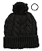 Newhattan Women's Thick Oversized Cable Knitted Fleece Lined Pom Pom Beanie Hat with Hair Tie.