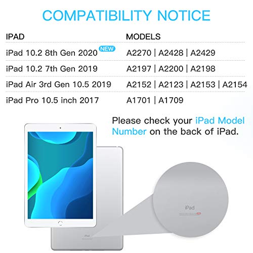 iPad 8th Generation Keyboard Case (2020 10.2 inch), 7th Generation, Air 3, Pro 10.5 Compatible