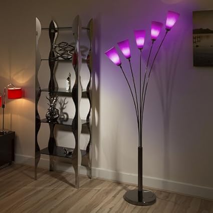 Modern Floor Standard Lamp Light Lighting Purple Glass New