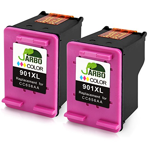 JARBO Remanufactured for HP 901 Ink Cartridges High Yield, 2 Color, Used with HP Officejet 4500 J4500 J4524 J4540 J4550 J4580 J4624 J4640 J4660 J4680 J4680C Printer with Ink Level Display
