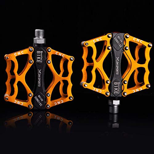 FCSW Pedals Mountain Bike Pedals Aluminum Alloy Body Sealed Bearings Bicycle Peddles (Color : Gold)