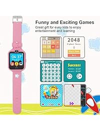 Reloj de teléfono inteligente para niños, reloj de teléfono móvil desbloqueado con [cámara anti pérdida] [alarma] [juegos] reloj inteligente incluye tarjeta micro SD de 4 GB, bonito regalo de cumpleaños para niños y niñas (Bule)