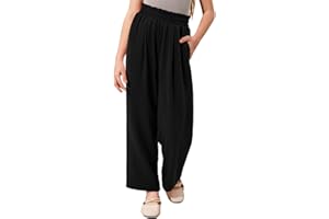 Yoklass Girls Casual Pants High Waist Wide Leg Flowy Loose Long Trousers 4-14 Years