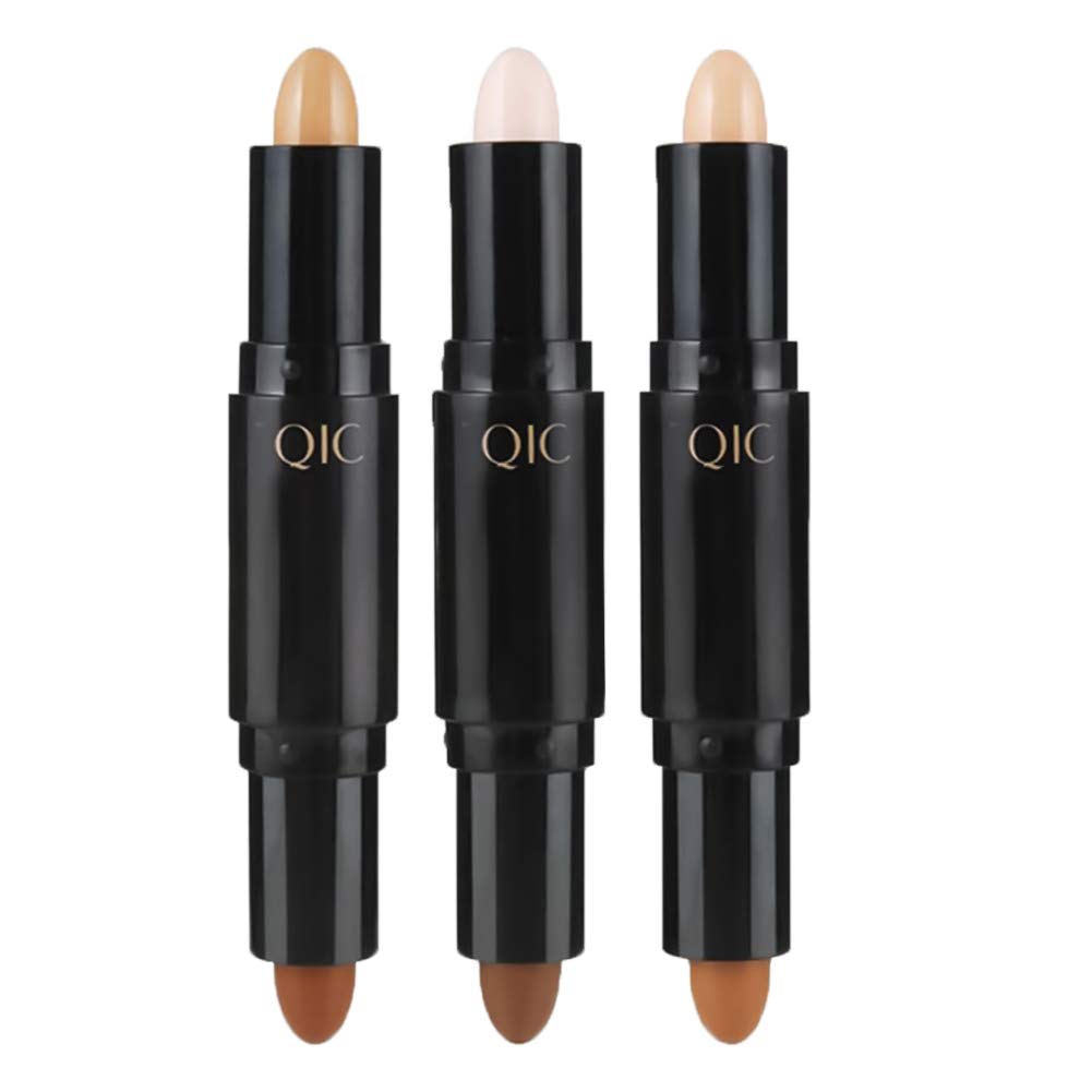 Meicoly Highlight Stick Double Head Facial 3D Contour Repair Bronzer Concealer Stick Body Make Up Foundation Cream Pen,3pcs
