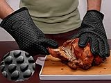 KenCa BBQ Gloves -Heat Resistant Silicone Gloves with Inner Cotton Layer for Oven, Cooking, Baking and Grilling