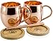 Copper Mules Moscow Mule Copper Mugs Set of 2 Handcrafted - Classic Riveted Handles – Holds 16oz