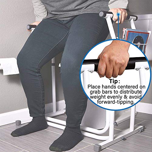 Vaunn Medical Bathroom Adjustable Height Toilet Rail Grab Bar and