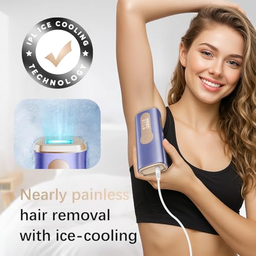 Haarlosy IPL Devices Hair Removal Laser for Men and Women - 10°C Ice Cooling Contact at Home for Painless and Long-Lasting Results, 86% Hair Reduction in 3 Weeks for Body, Legs, Bikini