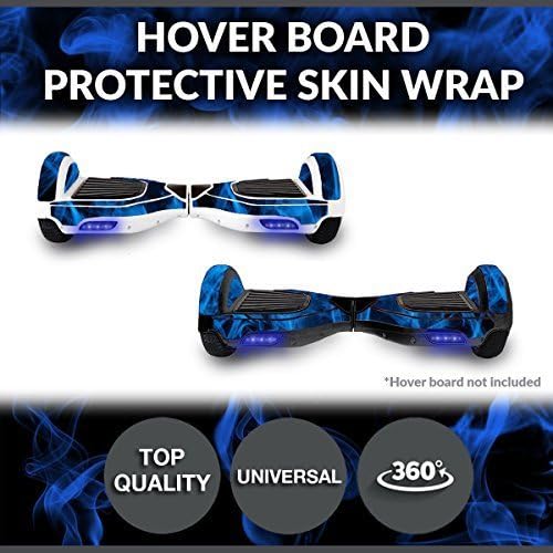 Self Balancing Electric Two Wheel Scooters - Hoverboard Protective Skin Skate Wrap - Balance Scooter Motorized Longboard Stickers Vinyl Decals Real 2 Wheel Protective Cover (Blue Smoke, Wheel Decal)