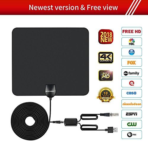 HDTV ANTENNA,Updated 2018 Newest Version 60-80 Miles Long Range Support Indoor 1080P/4K Digital TV Hd Antenna,Detachable Amplifier Signal Booster,ANCROWN 13.2FT High Performance Coaxial Cable