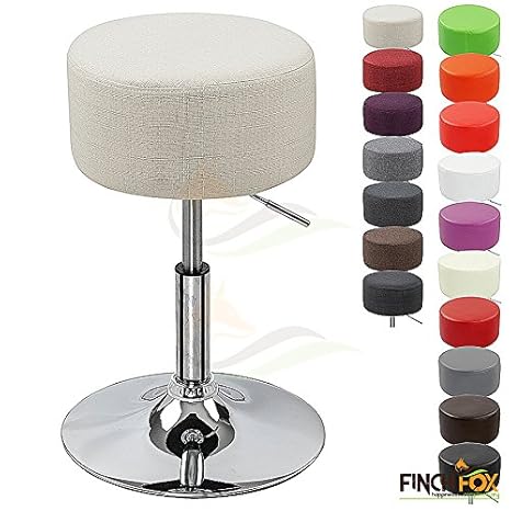 Height-Adjustable Swivel Linen Fabric for Salon/Spa/Bar/Medical/Kitchen/Doctor Stool Chair (Cream-Linen) by Finch Fox