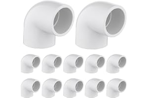WTXHHY 12-Pack 3/4" PVC Fittings 90 Degree Elbow, Furniture Grade 3/4 Inch PVC Pipe Fittings 90 Degree Elbow, UV Resistant, Fits SCH40 Pipe DIY Garden Shelves, Greenhouse, Shelf