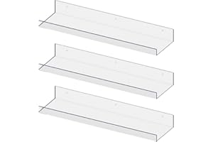 RLAVBL 3 Pack Acrylic Shelves, 15" Floating Wall Shelves for Bedroom, Living Room, Bathroom, Kitchen Storage