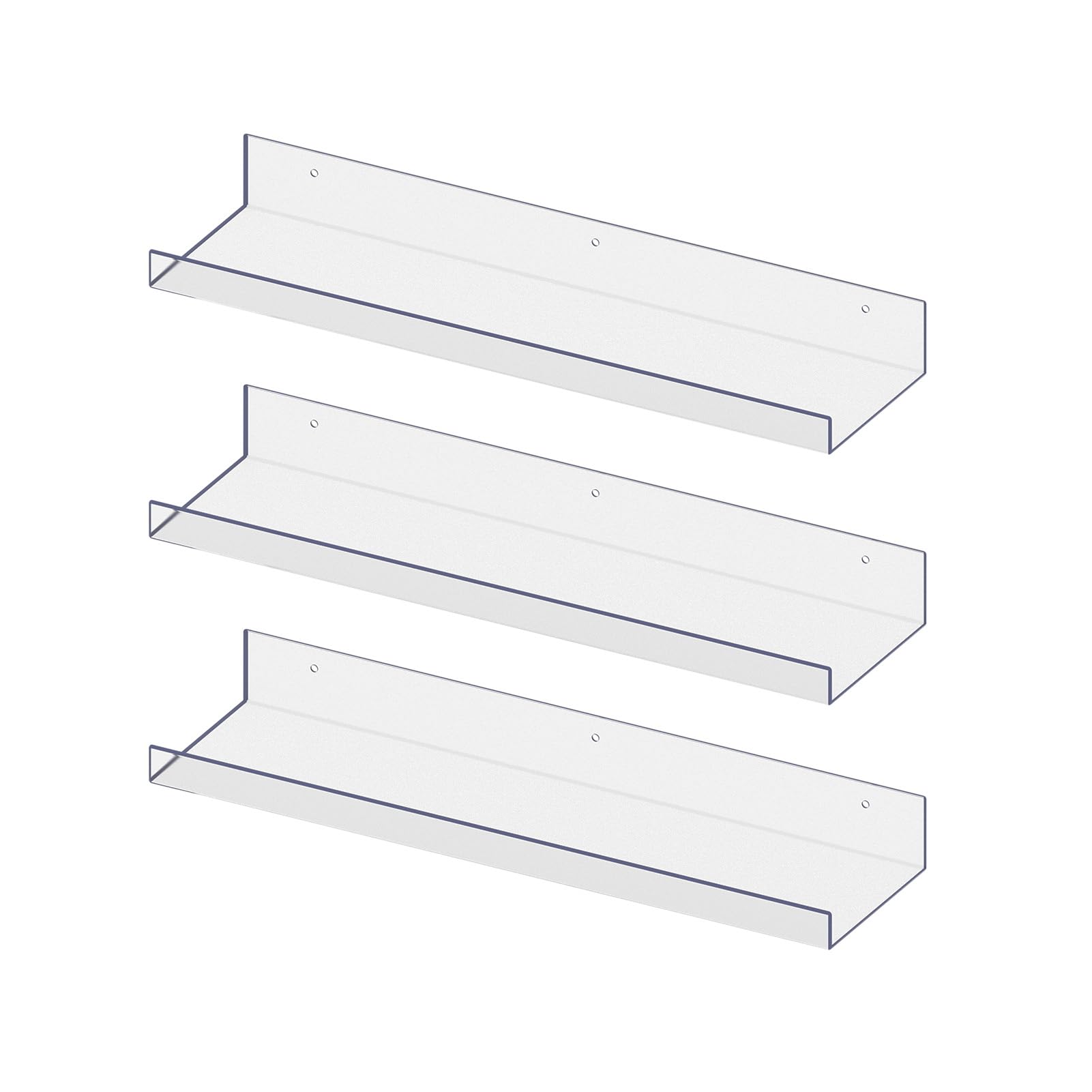 Photo 1 of RLAVBL 3 Pack Acrylic Shelves, 15" Floating Wall Shelves for Bedroom, Living Room, Bathroom, Kitchen Storage