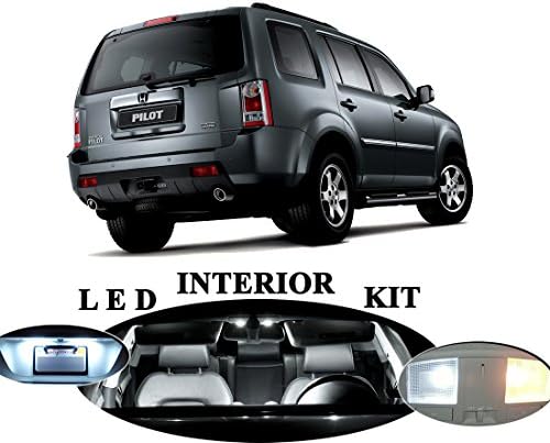 LED Lights for Honda Pilot Xenon White LED Package Upgrade - Interior + License plate / Tag + Vanity / Sun Visor + Reverse / Backup (19 pieces)
