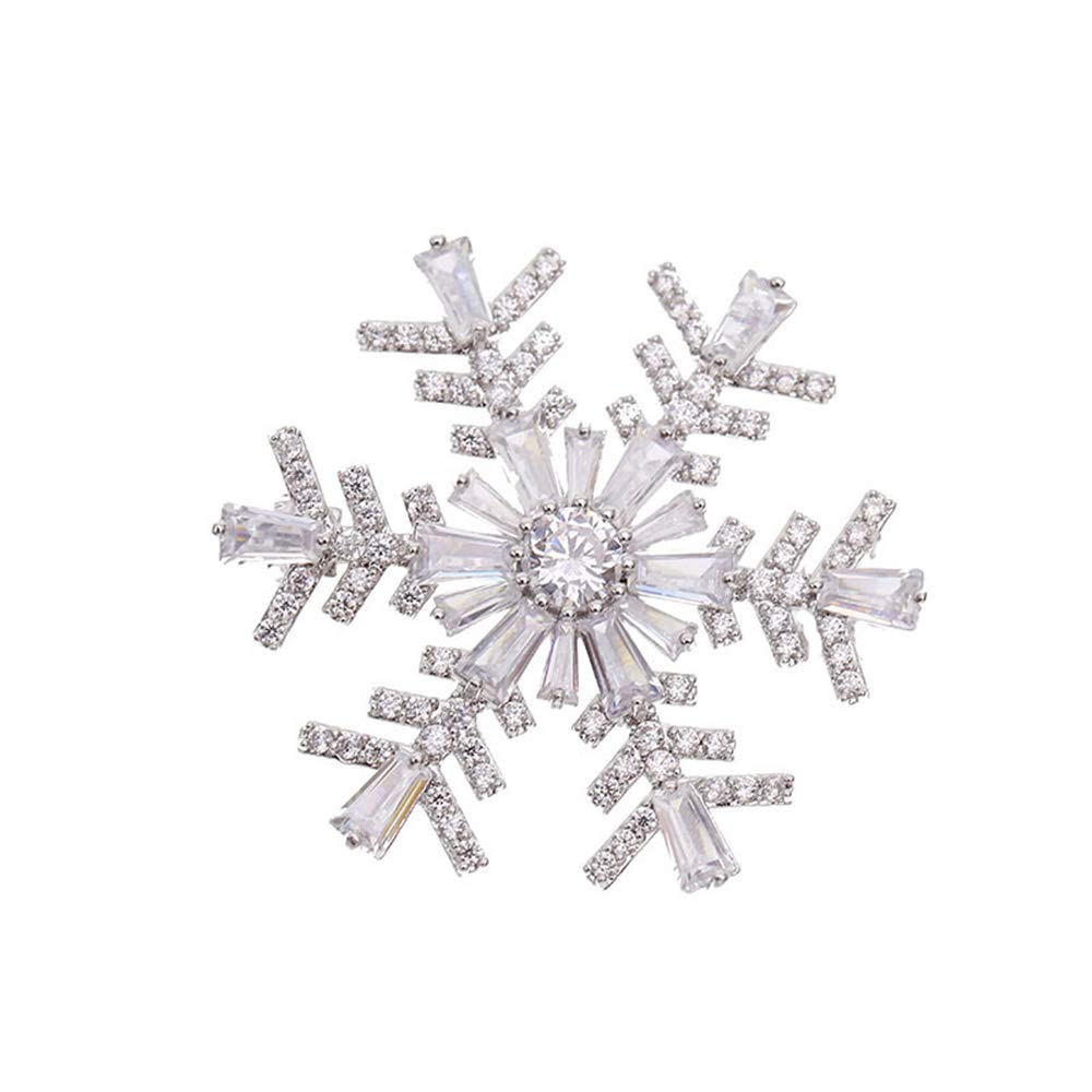 Broches de copo de nieve con diamantes de imitación para mujeres, niñas, hombres, moda, delicado cristal, plateado, broche de solapa, accesorios para vestido, joyería, Navidad, fiesta de invierno, regalos unisex