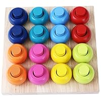 Babe Rock Wooden Color Sorting Stacking Rings Board Educational Learning Counting Toys Puzzle Games for 1 Year Old Preschool Kids Children Gift