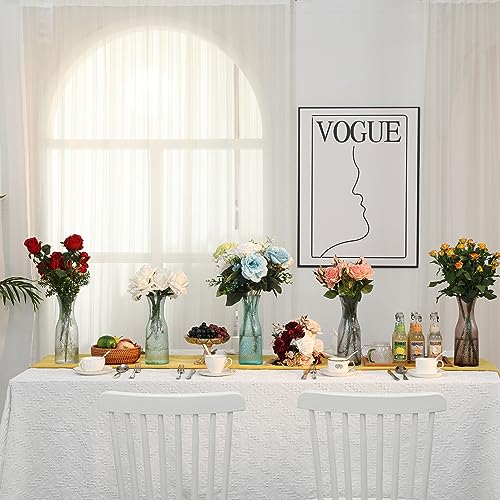 QENUIITEA Set of 4 Tall Flower Vases Clear, 10.6 Inch Assorted Color Glass Vase Round Floral Bottles Decorative for Centerpieces Home Office Decoration Wedding Reception Table Decor