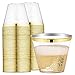 9 oz Gold Rimmed Plastic Cups Clear Plastic Tumblers - Disposable Hard Party Wedding Plastic Cups 60 Pack (Gold Cups)