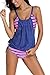 Vilania Women Stripes Lined Up Double Up Tankini Top Bikini Swimwear