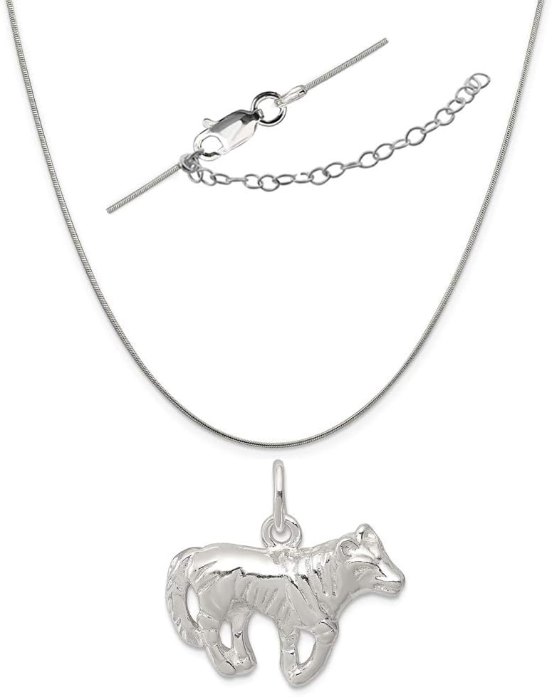 Sterling Silver Wolf Charm on an Adjustable Chain Necklace, 18" + 2" Extender