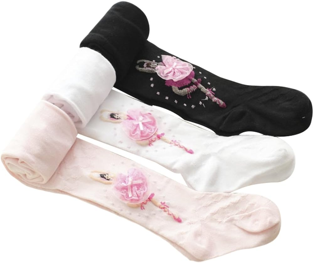 Taiycyxgan Girls Cotton Leggings 1-10T Ballet Tights Stocking Panties Socks 3 Pack: Clothing