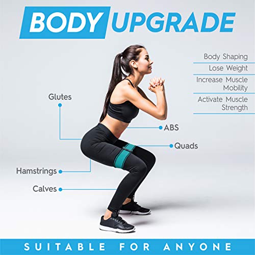 NEW Fabric Booty Resistance Hip Bands for Workout - Resistance Loop Bands - 3 Glute Elastic Bands - Booty Bands for Warm-up and Squats - Exercise Bands for Working Out - 10 min/Day Workout Challenge