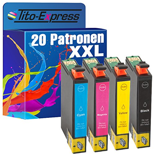 PlatinumSerie 20x Tinten-Patrone XXL kompatibel für Epson TE2701 - TE2704 Workforce WF-3620 WF-7110 DTW
