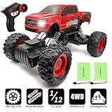 Remote Control Car 1:12, 4WD RC Cars RC Trucks, 2.4Ghz Dual Motors Rechargeable Rock Crawler, RC Monster Toy for Kids