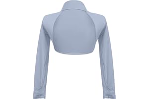 HAPPY CHERRY Kids Girls Ballet Dance Shrug Wrap Top Long Sleeve Open Front Cardigan Sweater Warm Up Pullover Crop Top for Leotard