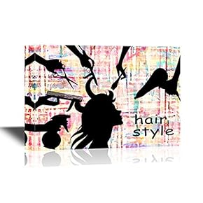 Hair Style Canvas Wall Art - Hair Makeup Concept - Gallery Wrap Barber Shop Wall Decoration | Ready to Hang - 12x18 inches