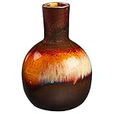 Stone & Beam Modern Ombre Stoneware Home Decor Flower Vase - 6 Inch, Dark Brown Red White