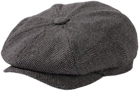 Newsboy Cap for Men Herringbone Tweed Wool Blend Vintage  display picture 2