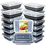 Enther Meal Prep Containers [20 Pack] Single 1 Compartment with Lids, Food Storage Bento Box | BPA Free | Stackable | Reusable Lunch Boxes, Microwave/Dishwasher/Freezer Safe,Portion Control (28 oz)