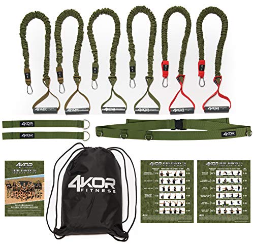 Resistance-Cord-Set-by-4KOR-Fitness-with-Protective-Nylon-Sleeves-Handles-Anchors-and-Carrying-Bag-Perfect-for-Dynamic-Warmups-Crossfit-and-Rehab