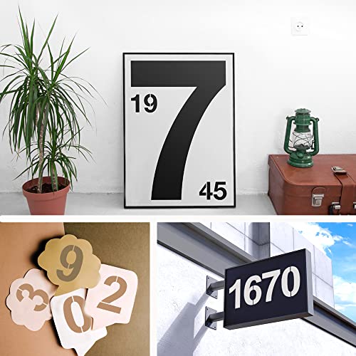 12-Inch Large Number Stencils Kit - Reusable Plastic Address Number Painting Templates for Mailbox Signs, Road, Parking Lot, Door, Trucks