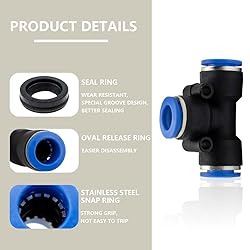 Bwintech 10 Pcs 8mm 3 Way Tee Push in Connect