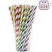Vandore 225pcs of Striped Biodegradable Paper Straws in a Bulk Pack - 6 Rainbow Colors - Paper Drinking Straws for Birthday Parties and Decorations
