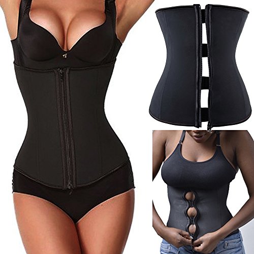 Lelinta Women's 11.5" Clip&Zip Zipper and Hook Latex Waist Trainer Corset Shapewear Waist Cincher Training Corset Belt Body Shaper