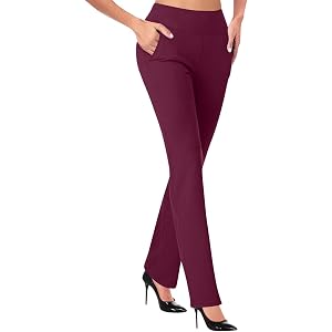 Straight Leg Dress Pants Women Casual High Waisted Stretchy Work Trousers | Yoga Dress Pants for Women,Soft Comfy Athletic Pu