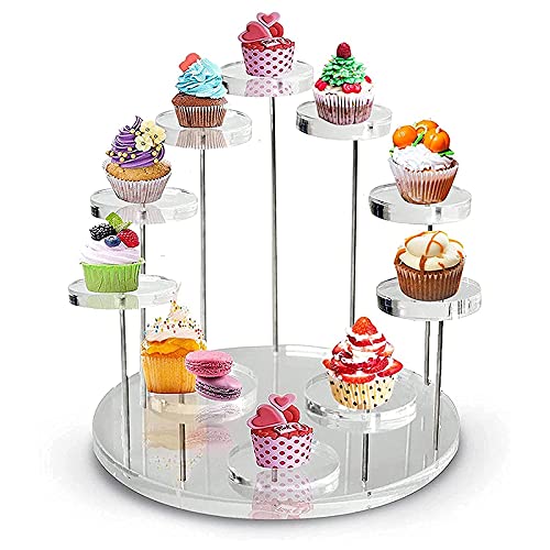 Dciustfhe Acrylic Cupcake Holder Stand, Round Cupcake Tower Display Stand, Premium Dessert Stand Cupcake Holders, for Parties