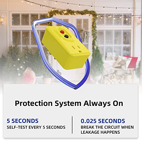 AIDA GFCI Adapter, 15 AMP Single Outlet Grounded 3Prong GFCI Adapter